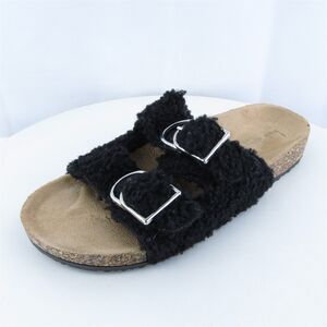 Nicole Miller Women Slide Shoes Betsy Black Fabric Buckle Size 8 Medium (B, M)